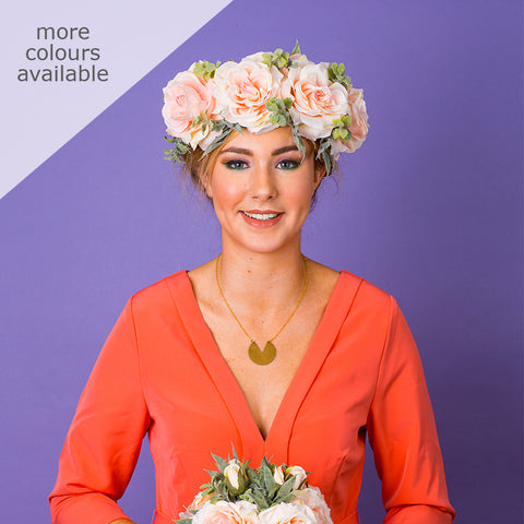 Darcie Oversized Rose and Dusky Foliage Crown